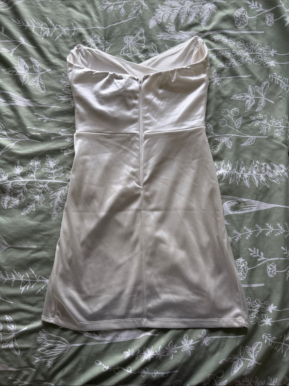 Windsor Strapless Satin Mini Dress in Ivory - Picture 3 of 5